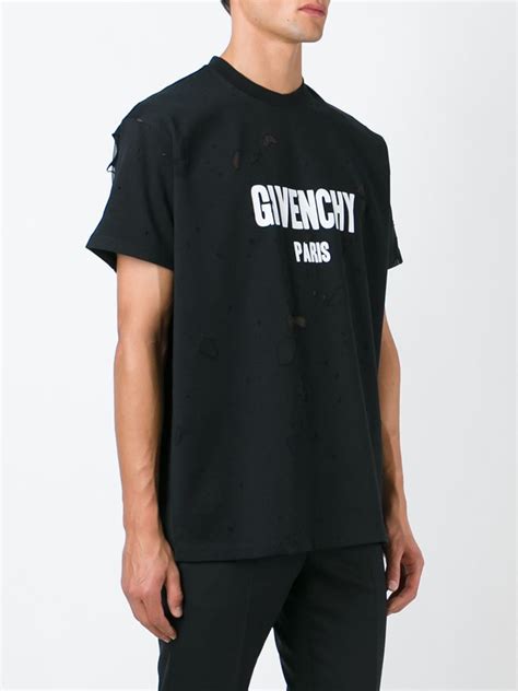 givenchy black tee shirt|Givenchy distressed t shirt.